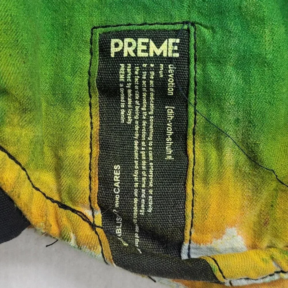 Preme Men’s XXL Tie‑Dye Button‑Up Denim Shirt Multi‑Color Cotton - Picture 4 of 5